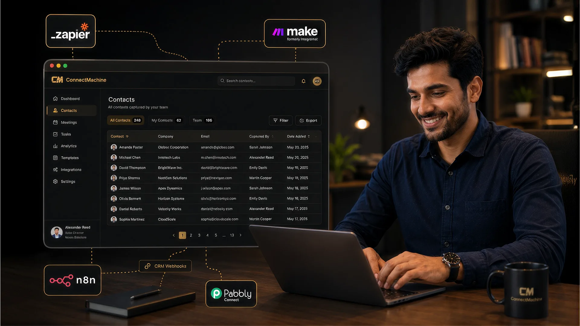 Team contacts flowing from ConnectMachine into CRM automation tools
