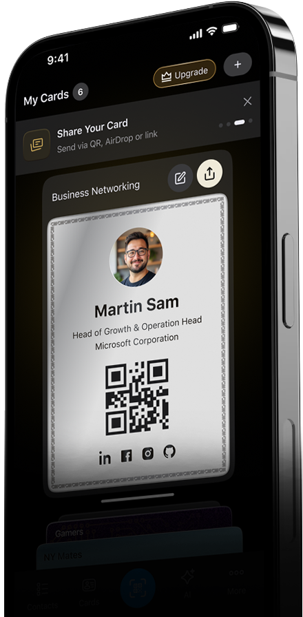 A ConnectMachine digital business card on iPhone